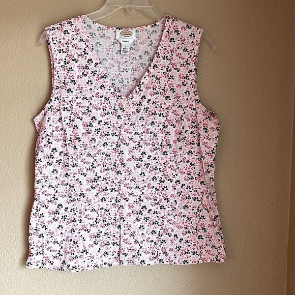 Talbots v-neck vestโtop button up pinksโL - Picture 1 of 10